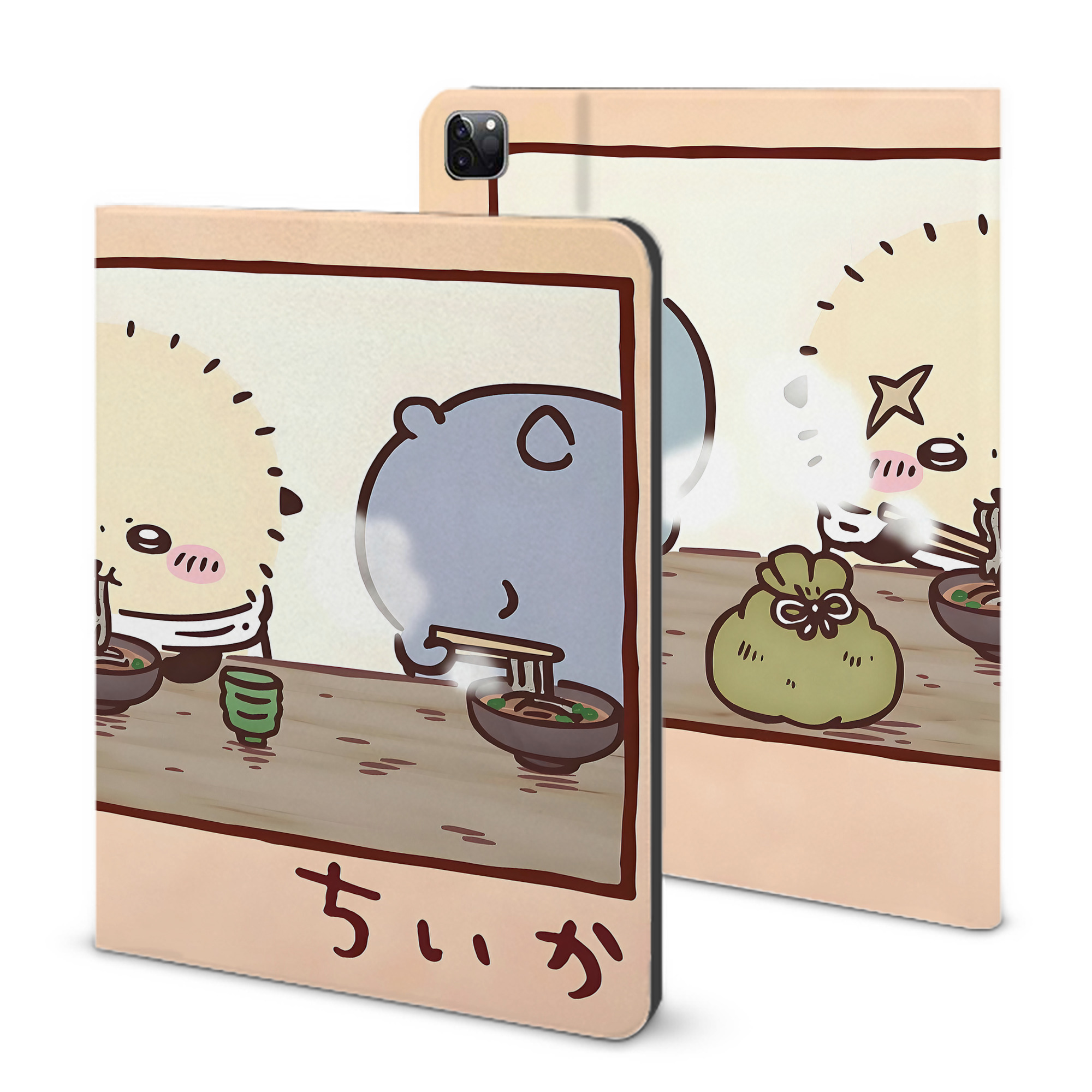 （画像用） ちいかわ Chii-kawa IPad ケース ブック型 PUレザー TPU 耐衝撃 軽量 薄型 ペン収納なし 全面保護 IPad 各モデル対応
